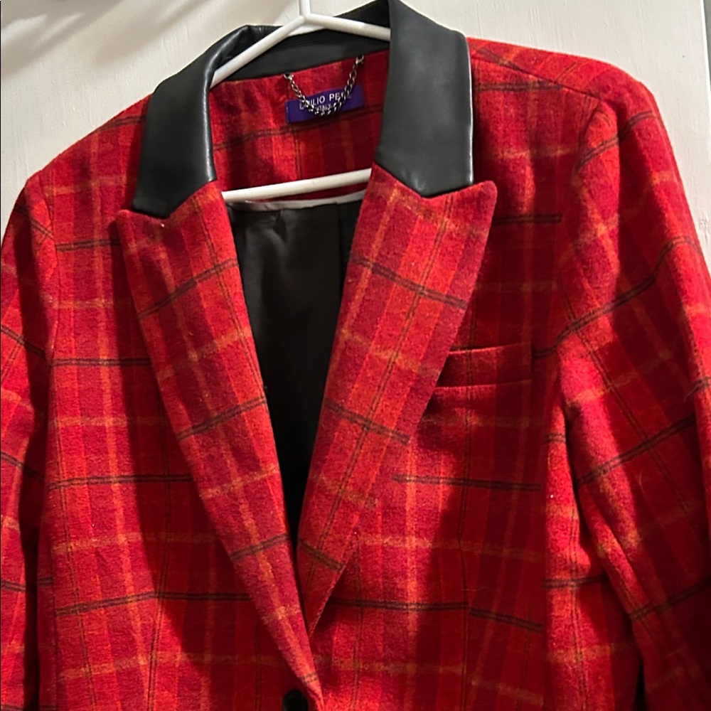 David Pre Red Checkered Men's Blazer